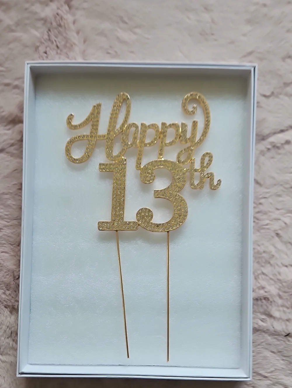 Gold & Rhinestone 13th Birthday Cake Topper